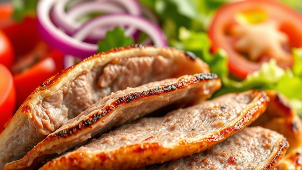 vertical rotisserie seasoned meat
