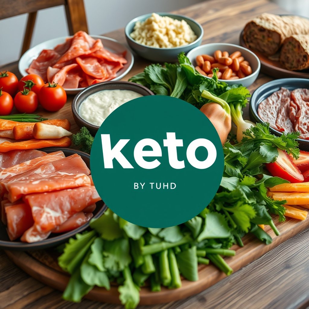 A variety of allowed keto foods including vegetables, meats, and dairy for meal planning.