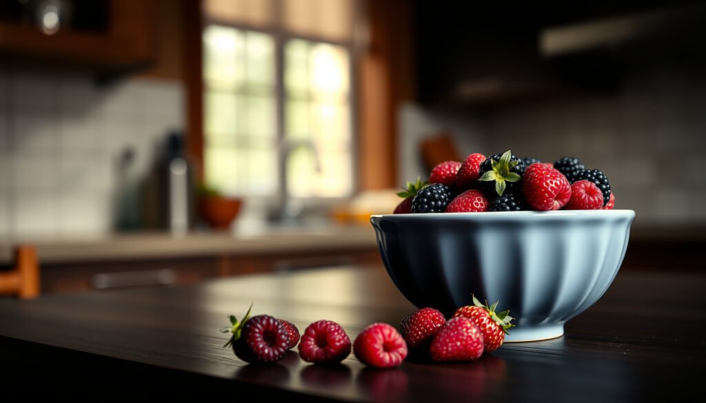 A variety of low-carb fruits suitable for a keto diet, including berries and avocados.