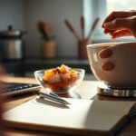 Step-by-step guide on how to count carbs for a keto diet, featuring a calculator and food items.