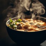 A bowl of hot and sour soup, featuring ingredients suitable for a keto diet.