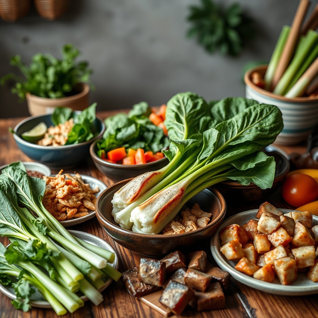 Fresh bok choy on a wooden table, highlighting its keto-friendly benefits and low carb count.