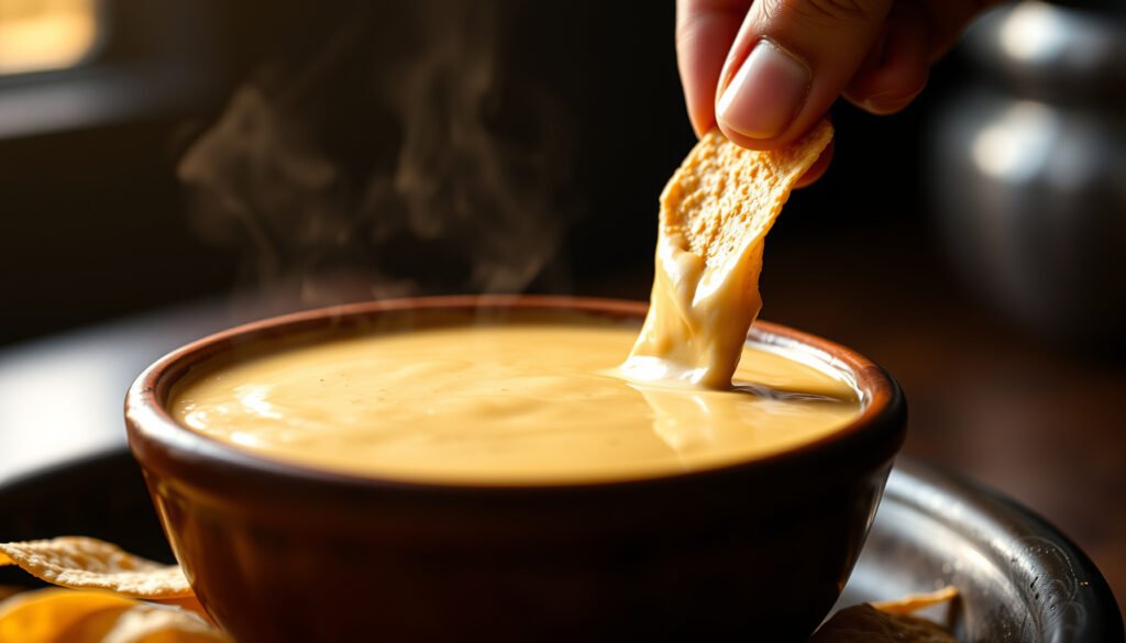 A bowl of queso dip with keto-friendly ingredients, perfect for low-carb diets.