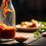 A bottle of Italian dressing with fresh vegetables, exploring keto-friendly options.