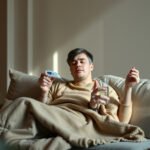 Illustration of keto flu symptoms including fatigue, headache, and nausea during a ketogenic diet.