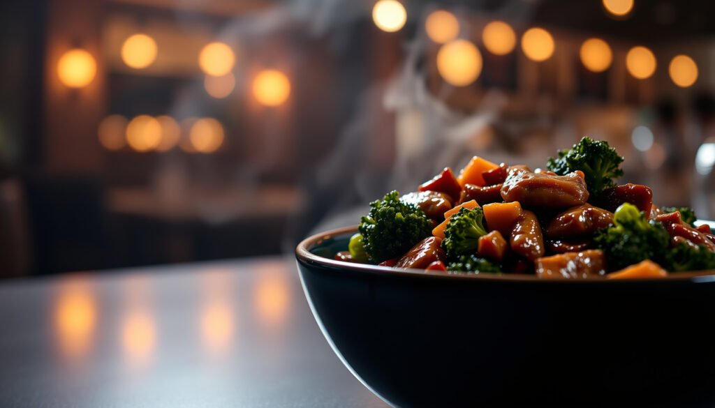 A selection of low-carb Chinese dishes suitable for a keto diet, including vegetables and meats.