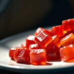 Keto gummies displayed with a measuring tape, representing weight loss and ketosis.