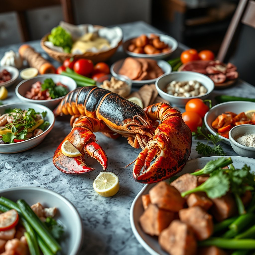 A plate of lobster with keto-friendly ingredients, exploring its compatibility with the keto diet.