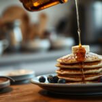 A bottle of maple syrup with keto-friendly foods, exploring if maple syrup can fit into a keto diet.