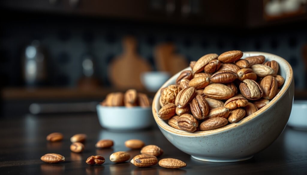 A variety of nuts suitable for a keto diet, including almonds, walnuts, and pecans.