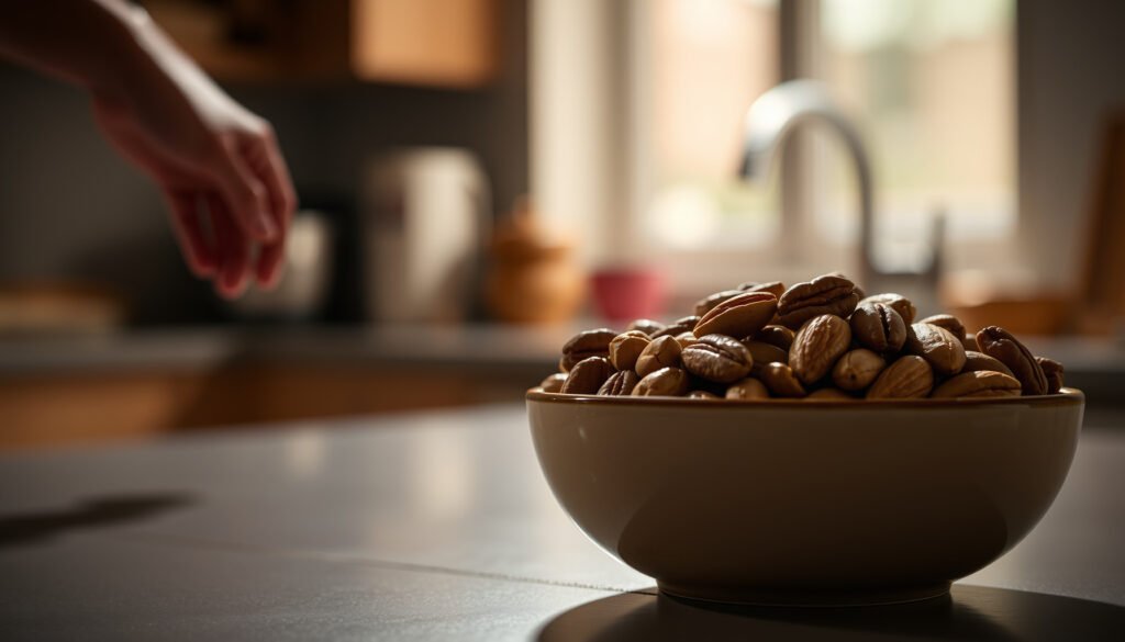 A variety of nuts suitable for the keto diet, including almonds, walnuts, and pecans.