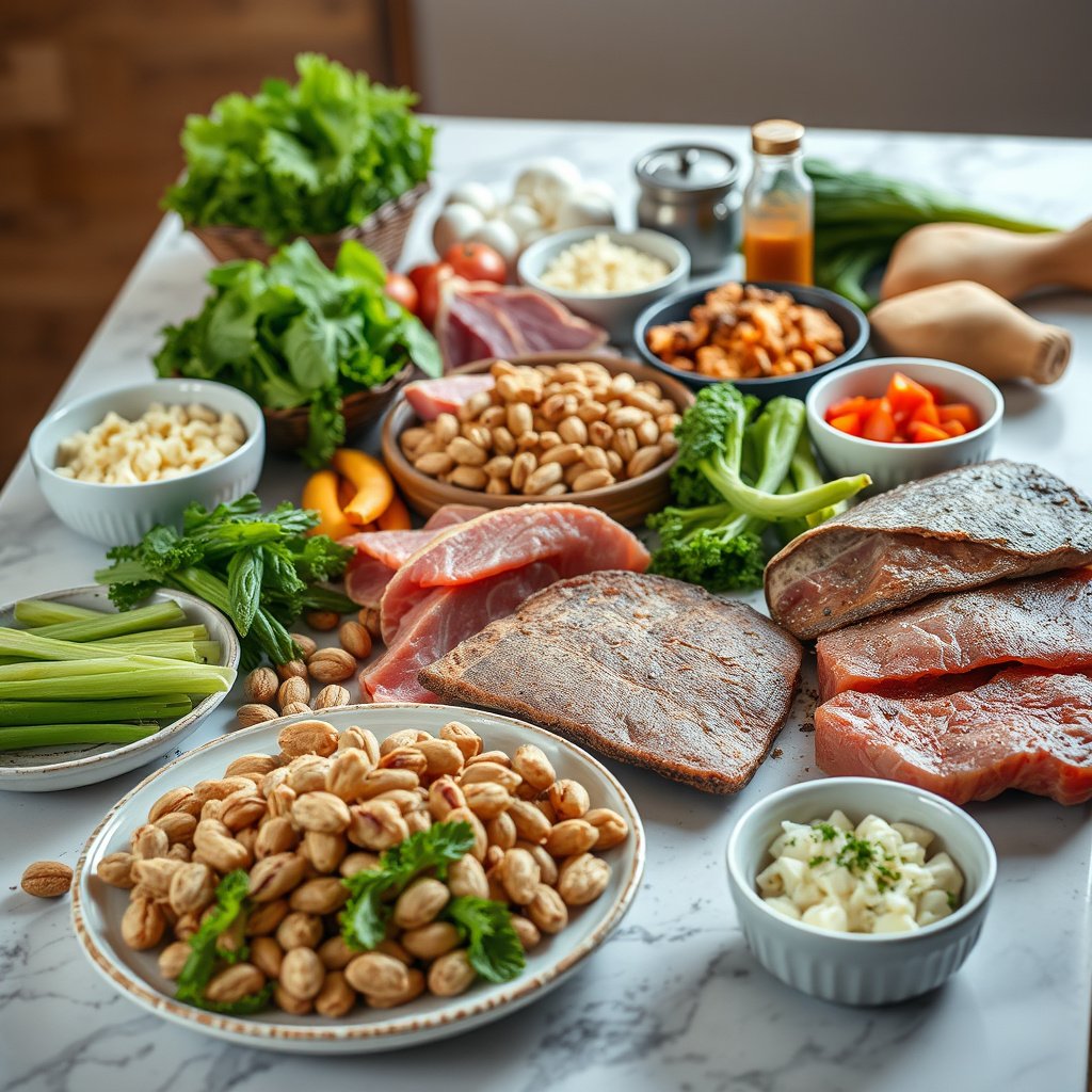 A variety of nuts that are suitable for a keto diet, highlighting their low carb content.