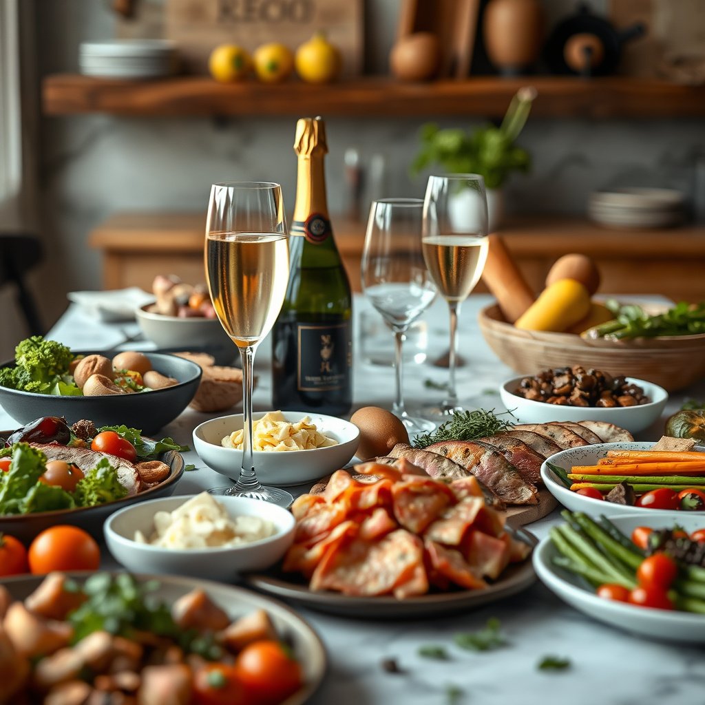 A glass of Prosecco next to keto-friendly snacks, illustrating the relationship between Prosecco and a keto diet.