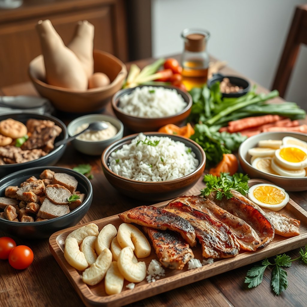 A bowl of rice with keto-friendly foods, illustrating why rice can be problematic on the keto diet.